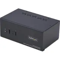 StarTech.com Startech 2-Port Dual-Monitor DP KVM Switch w/Video Matrix, 4K 60Hz - KVM / audio / USB switch - 2 x KVM / audio / USB - 1 lokalbruger - desktop - TAA-kompatibel