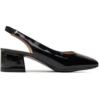 Caprice sling pumps, black, made of Leather with Trapeze heel, Size 37