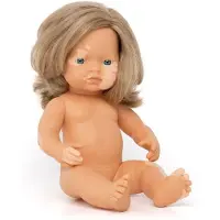 Miniland Europæisk Mørkeblond Babydokke 38 Cm