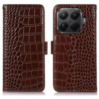 Mtp Products Xiaomi 15T Pro Crocodile Series Læderpung med RFID - Brun