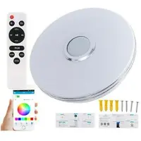 Mtp Products 36W Smart LED-loftlampe med fjernbetjening / Bluetooth Højttaler - rund form