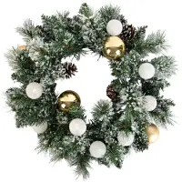 Black Box Trees Julekrans hvid med guld 45 cm inkl. LED med timer - Jack