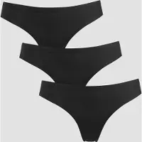 MP Women's Mid Rise No VPL Thong (3 Pack) - Black - S