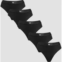 MP Women's Mid Rise Thong (5 Pack) - Black - XS