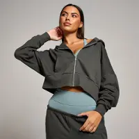 Myprotein MP Tempo Cropped Zip Through Hoodie til kvinder – Night Grey - XXL