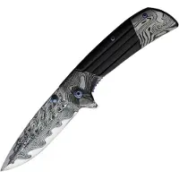 ElitEdge Damascus Etched Linerlock A/O