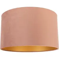 QAZQA Velours lampeskærm rosa 35/35/20 med guldinteriør