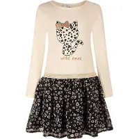 Happy girls Kjole beige / brun / sort