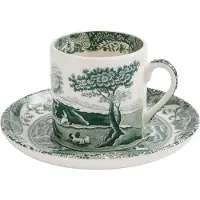 Spode Heritage Green Italian kop med underkop Grøn, espresso, 9 cl