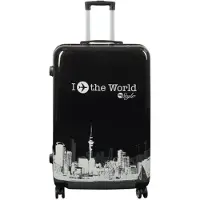 Borg Living Stor kuffert - Hardcase kuffert med motiv - New York city - Black - Eksklusiv letvægt kuffert