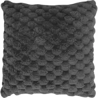Nordstrand Pyntepude - 45x45 cm - Grå - Fake fur sofapude - Eksklusiv vaffelstruktur -