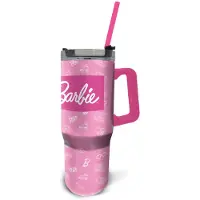 Barbie termokop med sugerør og håndtag - Tumbler drikkedunk 940 ml