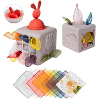 Taf Toys Baby Tissue Box Montessori Toys For Babies - Sensory & Motor Skills Development Silicone Leget?j med 10 stofv?v Pop -Up Bunny Toys for 1