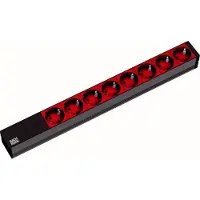 Bachmann 19" stikkontakt ALU, 8-vejs, til UPS, 2,0 m, uden kontakt