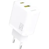 Dudao A26TEU Adapter 25Watt GaN 1xUSB-C 1xUSB-A Hvid