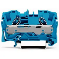 Wago Gennemgangsklemme 6mm² fjederterminal blå 2-leder midter-/sidepåskrift - (50 stk.)