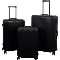 Borg Living Aluminiums kufferter - 3 stk. sæt - Luksuriøse rejsekufferter - Sort med TSA lås