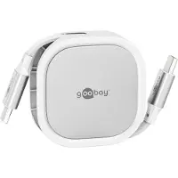 Goobay udtrækkeligt USB-C-kabel - 1m, 15W - hvid