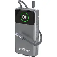 Dudao K31 Pro 45W 20000mAh Power Bank with Built-in Retractable USB-C Cable - Gray - 20000 mAh