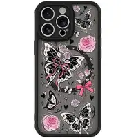 Mtp Products iPhone 16 Pro Stilfuldt beskyttende magnetisk cover - sommerfugle / roser