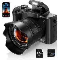 Mtp Products DC226 8K digitalkamera med 64GB hukommelseskort - 48MP