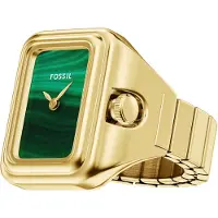 Fossil Ring guld / mørkegrøn / hvid