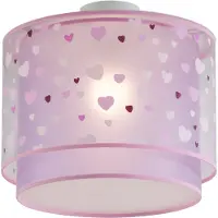 QAZQA Børneloftlampe pink med hjerter - Harrie in Love