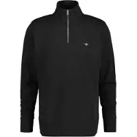 Gant Ganttil mænd. 2008005 Shield sweatshirt med halv lynlås, sort (S), Casual, Bomuld