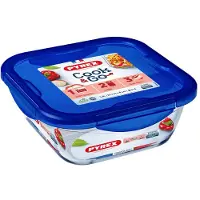 Pyrex Cook & Go - Recipiente Cuadrado con Tapa 100% hermética, para Contener Alimentos, Apto para Horno y microondas, 21 x 21 cm, Capacidad DE 1,7 l