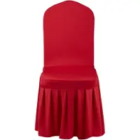 Vevor 30 stk. røde stolebetræk, polyester spandex stolebetræk, strækbare slipbetræk til bryllupsfest, spisestue, banket, flad front, passer til stolemål op til 20,08 x 17,72 x 37,4 tommer