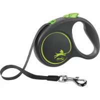 Flexi Retractable Leash Design - Sort/Grøn - S
