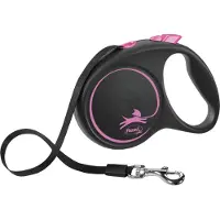 Flexi Retractable Leash Design - Sort / Pink - M