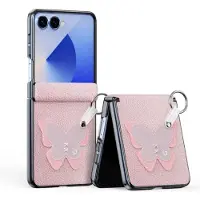 DUX Samsung Galaxy Z Flip7 Luvy cover med fingerring/håndrem - lyserød / sommerfugl