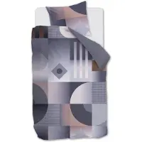 Beddinghouse Mønstret økologisk sengetøj 140x200 cm - Vendbart sengesæt i 100% økologisk bomuldssatin - Robbinson Grey - sengelinned