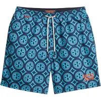 Superdry Superdrytil mænd. M3010250A Badedragt med blåt mosaikprint (S), Badetøj, Genanvendt polister, Bæredygtig