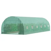 Vevor Drivhus med walk-in-tunnel, 29,2x9,7x6,5 fod drivhustunnel til kurvhus, plantedrivhus med galvaniseret stålramme, grønt PE-dæksel, rullelåsdør og 12 vinduer til udendørs brug
