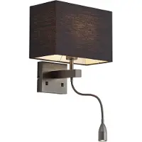 QAZQA Moderne gunmetal væglampe med sort skærm og læsearm inkl. LED - Bergamo