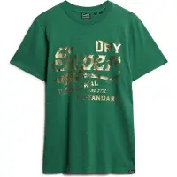 Superdry Superdrytil mænd. M1011901A Grøn grafisk T-shirt i metallic fra Workwear (S), Casual, Bomuld, Korte ærmer