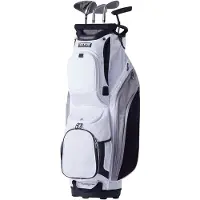 Vevor Golfvognstaske med 14-vejs organizer, topdeler, 36” 13 lommer, premium nylon vogntaske, slidstærke golftasker med håndtag, støvdæksel og aftagelige stropper til mænd og kvinder, hvid farveblok