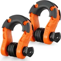 Vevor 3/4" D-ring sjækel, 2-pak legeret stål sjækler 66139 lbs (30 ton) brudstyrke med 7/8" skruestift, isolatorer og skiver, kraftig terrængående bjærgningssjækel til jeep lastbil, orange