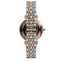 Emporio Armani Emporio damesur med guldfarvet kasse, to-tonet armbånd, grå urskive, AR1725