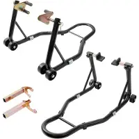 Vevor Motorcykel Stand Lift, 0,39 tons forreste bageste kombo stander løftestativ, for- og baghjulsgaffelstativ, U+L gaffel svingarmspole, kompatibel med de fleste Yamaha Honda Kawasaki Suzuki motorcy
