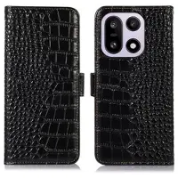 Mtp Products OnePlus 15 Crocodile Series Læderpung med RFID - Sort