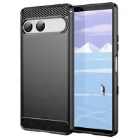 Mtp Products Sony Xperia 10 VII Børstet TPU Cover - Karbonfiber - Sort
