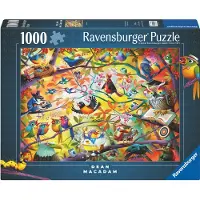 Ravensburger - Upptagna fåglar - 1000 stycken Jigsaw -pussel - Fåglar med attityd - Bright Bold Birds in a Fanture Maty of Colors - Frameable - P