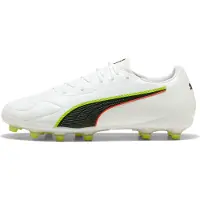 Puma KING 20 MATCH FG/AG Football Boots Unisex, Shoes, White/Glowing Red/Yellow Alert, 44
