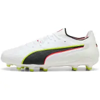 Puma KING 20 ULTIMATE FG/AG Football Boots Unisex, Shoes, White/Glowing Red/Yellow Alert, 40
