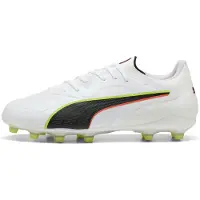 Puma KING 20 PRO FG/AG Football Boots Unisex, Shoes, White/Glowing Red/Yellow Alert, 40.5