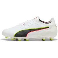 Puma KING 20 ULTIMATE FG/AG Football Boots Women, Shoes, White/Glowing Red/Yellow Alert, 40.5