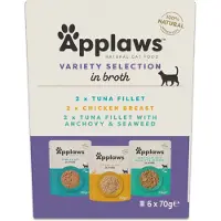 Applaws Økonomipakke: 24 x 70 g Pouch i bouillon - Prøvepakke tun & kylling (3 varianter)